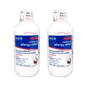 Major Children's Allergy Relief Diphenhydramine HCI 12.5mg/5 mL Oral Solution, Cherry Flavored, 16 FL OZ - 2 Pack