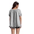 thumbnail image 5 of LMLYSoH Women Plaid Set, Short Sleeve Ruffled Shirt with Elastic Waist Shorts Summer Outfit, 5 of 6