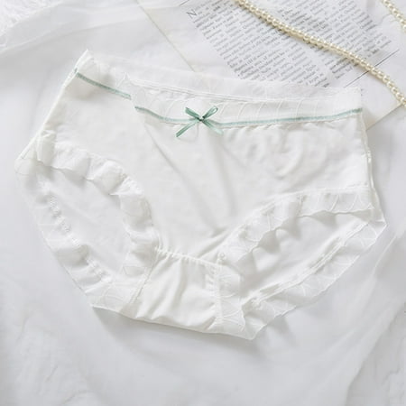 Discount Bonanza  Ice Silk Underwear  Seamless Bow Lace  Large Size  Thin Summer  Mid Waist  Cotton Crotch  Sexy  Facial Mask  For Women  Comfortable  Seamless Briefs  Women s Plus Size Clothes
