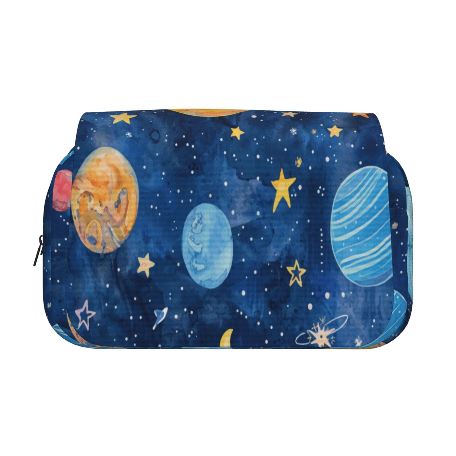 Rateoe Planets And Stars1 Pattern Double Clamshell Pen Case, Storage Organizer with Two Zipper Compartments– Holds Up to 50 Pencils & Pens