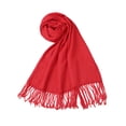thumbnail image 1 of Bufande invierno pamujer Cáliforde rectángulo largo de punto con estilo Borlas de color rojo puro 189x29cm/75x12, 1 of 6