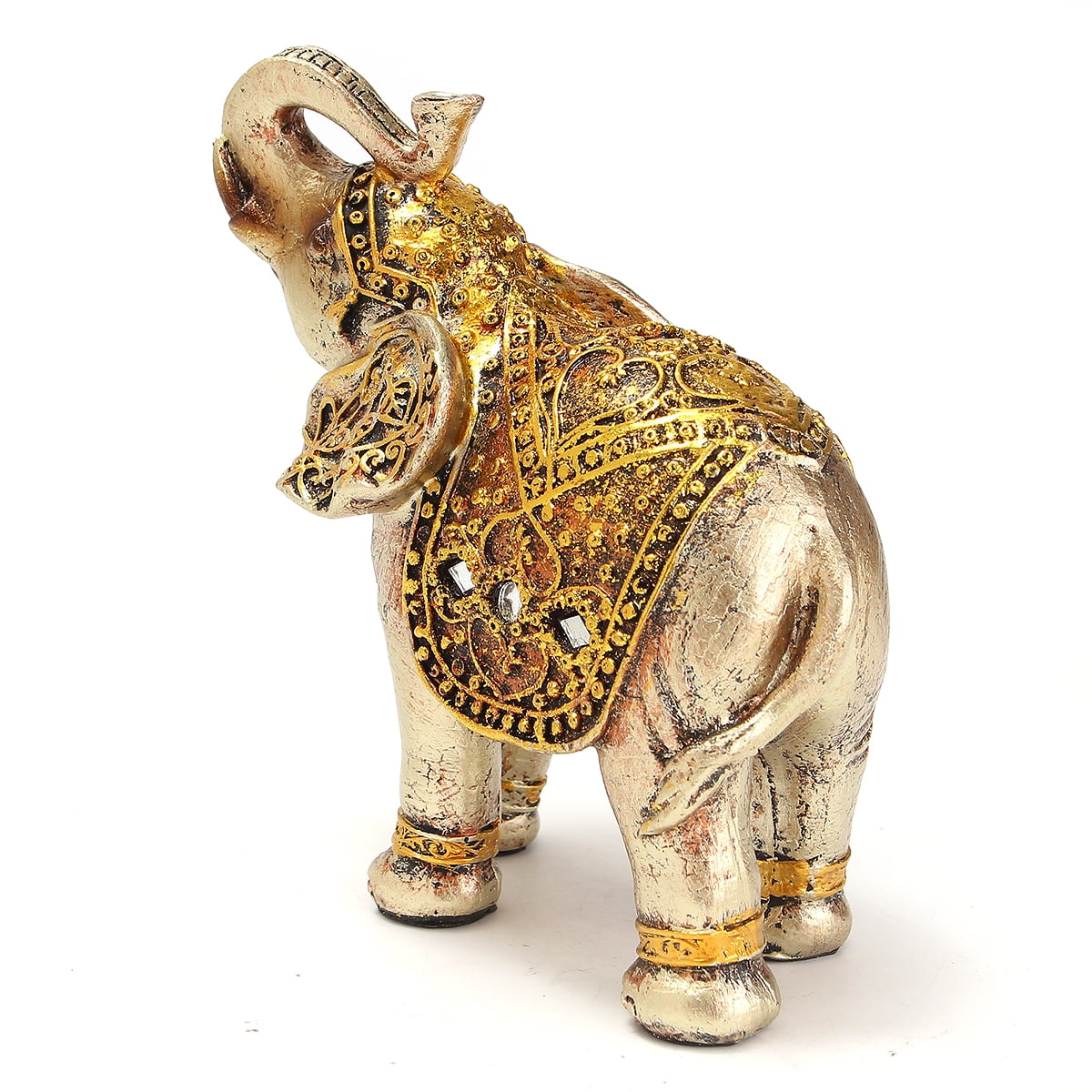 7pcs//Set Lucky Gold Elephant Ornaments Resin Statue Figurine DIY Home Decor