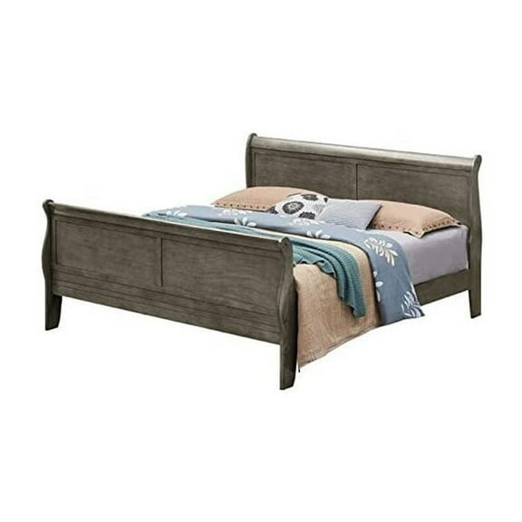 Glory Furniture Louis Phillipe Full Sleigh Bed in Gray