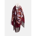 thumbnail image 4 of Scenario Women's Printed Fringe Triangle Scarf, Maroon, 4 of 5