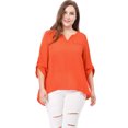 thumbnail image 1 of GRACE & GRANDEUR Blouse à Encolure en V Fendue à Manches 3/4 pour Femmes Grande Taille, 1 of 7