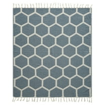 Ox Bay Blue Honeycomb Hexagon Ultra-Soft Turkish Cotton Adult Throw Blanket, 50" x 60'