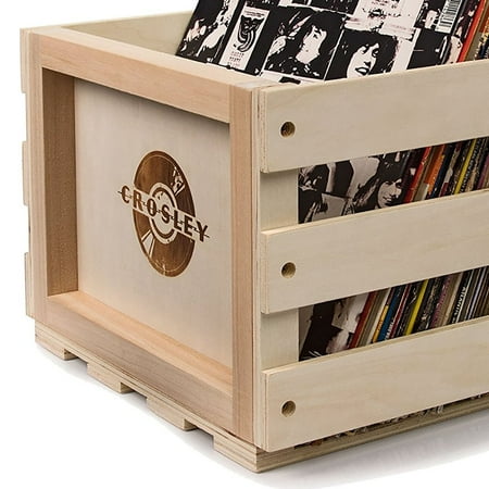 Crosley Rustic Wooden Vinyl Record Collection Portable Storage Crate (4 ...