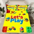thumbnail image 2 of Manfei Cartoon Truck House Bed Sheets Queen,Rainbow Building Block Bedding Queen Size,Bricks Watercolor Gradient Sheet Set Queen,Lightweight Bedroom Decor,4pcs, 2 of 7