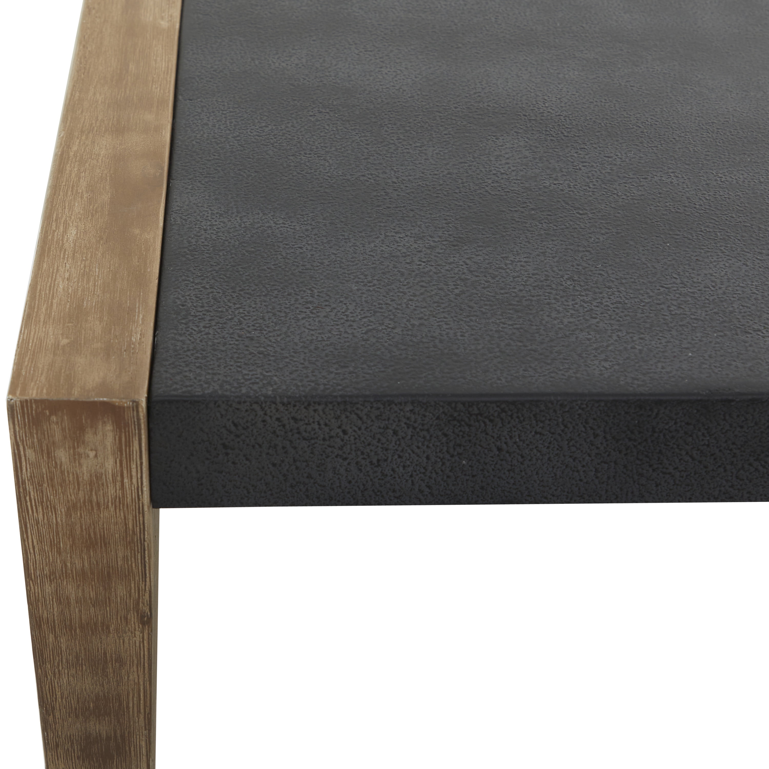 DecMode 44" x 17" Dark Gray Wood Outdoor Coffee Table with Wood Legs, 1-Piece