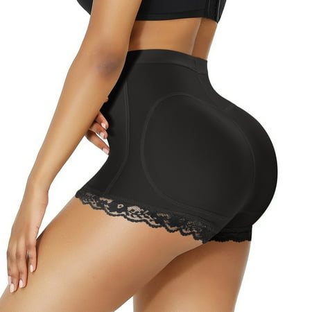 

Irisnaya Women s Butt Lifter Padded Lace Panties Seamless Hip Enahncer Push Up Body Shaper Boyshort Underwear Tummy Control Panties(Black Large)