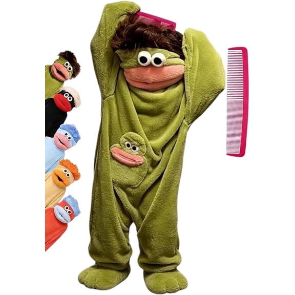 Big Mouth Monster Onesie, Silly Plush Hooded Pajamas for Halloween Christmas Winter, Googly Eyes Wide Grin Cozy Coral Fleece One-Piece Loungewear, Funny Holiday Cloth Sleepwear