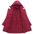 thumbnail image 3 of Chrisuno Long Trench Coat Women for with Hood Double-Breasted Water Repellent Classic Overcoat Slim Outerwear Belt Red L, 3 of 5