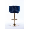 thumbnail image 3 of Tzicr Velvet Bar Stools Set of 4, Luxury Upholstered Bar Chairs with Woven Back & Footrest, Adjustable Counter Height Bar Chairs for Cafe, Pub, Bar Counter (Blue), 3 of 8