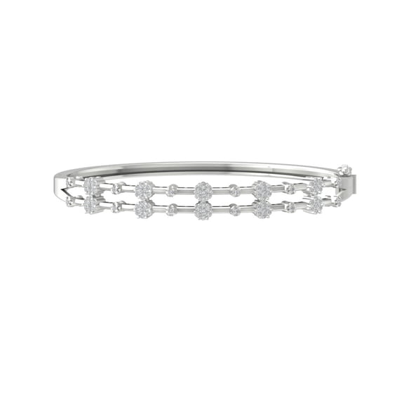 ARAIYA 10K White Gold Diamond Bangle Bracelet (1 cttw, I2-I3 Clarity, I-J Color) 7"
