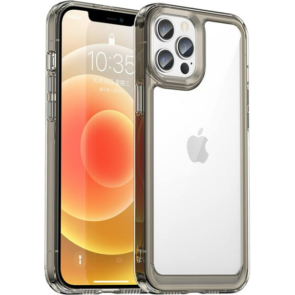 Case for iPhone 12 Pro Max Case Slim Dropproof [Defend from Drop/Scratch/Slip/Fingerprint] Clear Acrylic Hard Back Soft TPU Bumper Hybrid Phone Cover for iPhone 12 Pro Max-Crystal Black