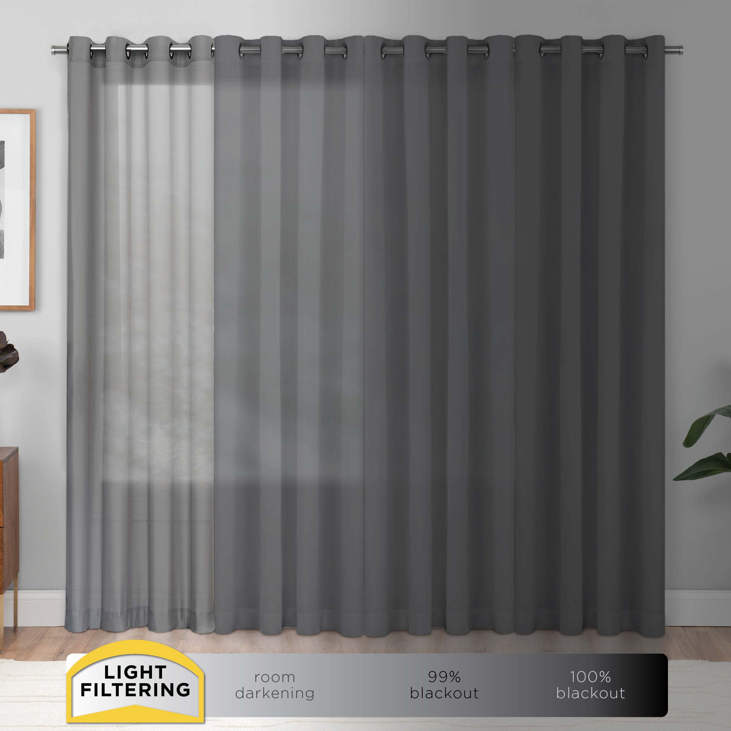 Mainstays Damask Window Curtain Panel Pair, 60" x 84", Gray