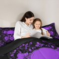 thumbnail image 5 of jejeloiu Rustic Flowers Bedding Comforter Set,Gothic Skeleton Twin Comforter Sets,Purple Black Bedding Set For Boys Kids,Ultra Soft Home Decor Reversible,2 Pieces, 5 of 8