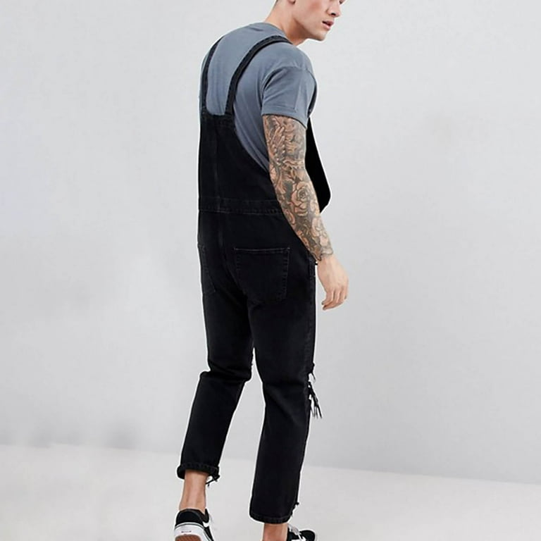 Black skinny jean overalls top