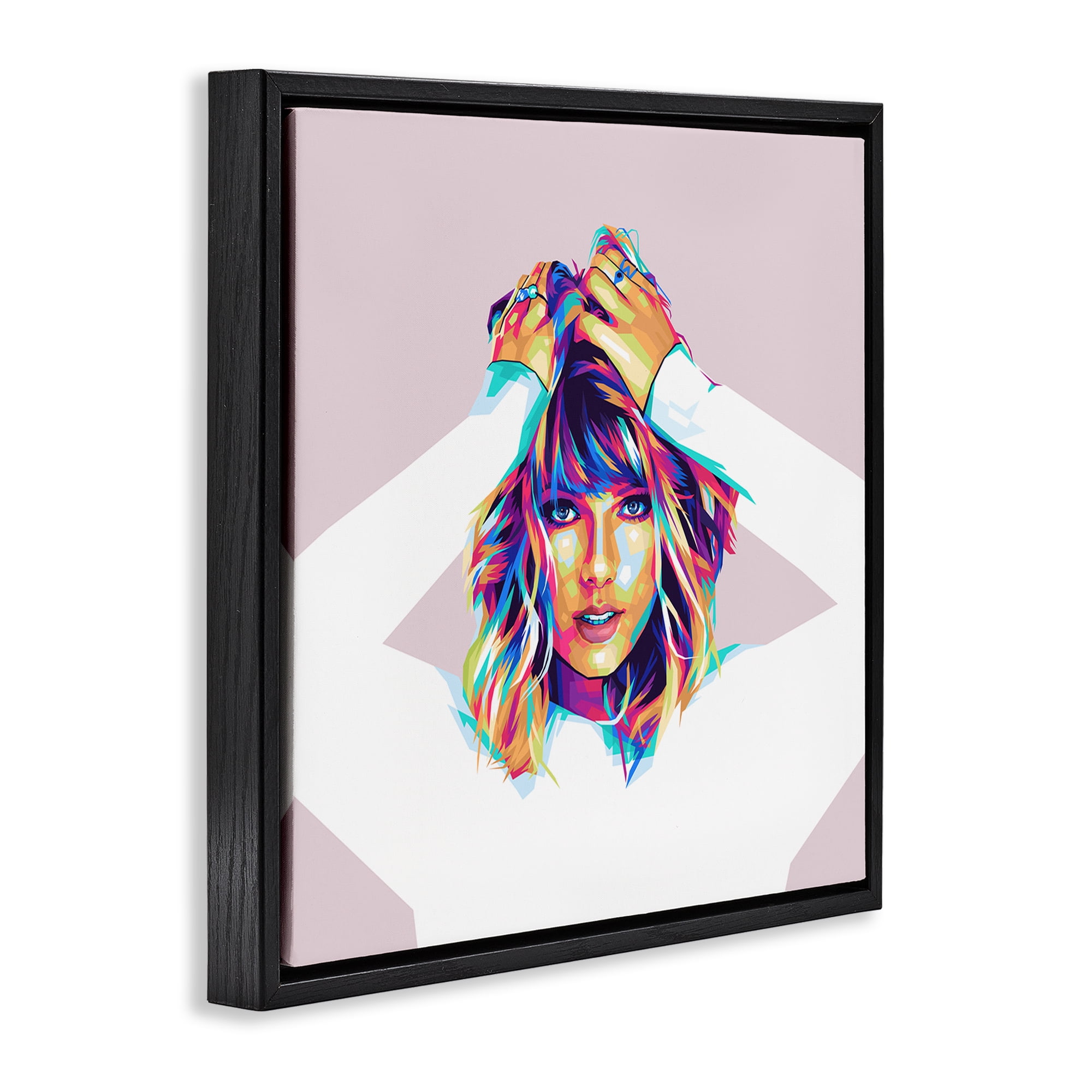 Stupell Industries Rainbow Haired Taylor People Painting Black Floater Framed Canvas Art Print Wall Art, 25 x 25