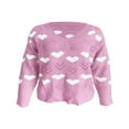 thumbnail image 2 of Tricot à Motif Cœur pour Femmes Automne et Saint-Valentin, Manches Longues, Col en V, Ample, Rose P, 2 of 5