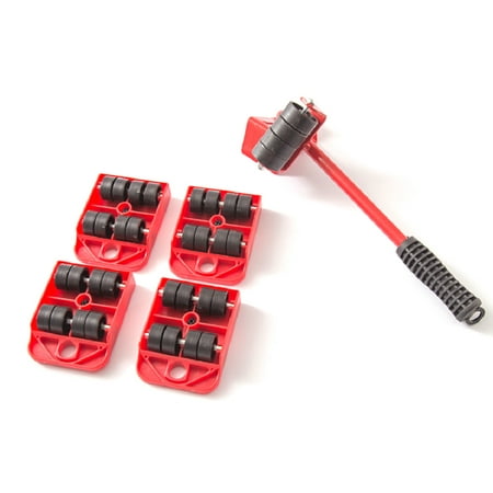 

OWSOO 5PCS Heavy Type Furniture Moving System Lifter Tool 4 Slide Pad Wheel Easy Move