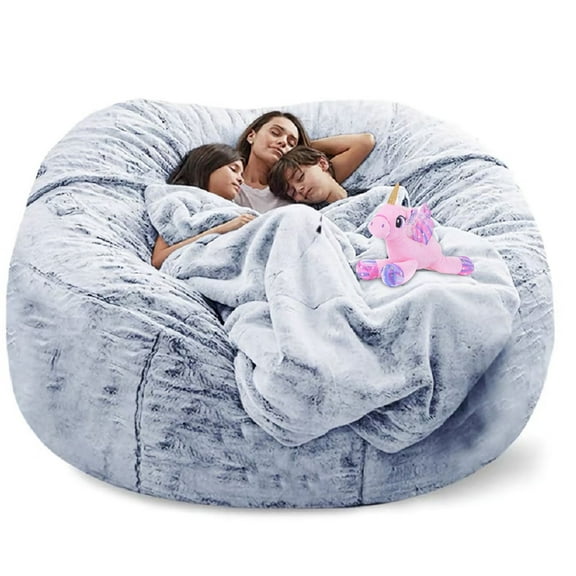 Bean Bag Chair Cover(it was only a Cover, not a Full Bean Bag) Chair Cushion, Big Round Soft Fluffy PV Velvet Sofa Bed Cover, Living Room Furniture, Lazy Sofa Bed Cover