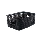 Thinkspace Plastic Weave Bin, Small, Black, Pack of 3