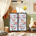 thumbnail image 6 of 4 Drawer Vertical Storage Dresser pink mustered flowers grey leaves blue with Wood Top Fabric Pull Drawers, 6 of 8