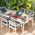 thumbnail image 2 of Christmas Table Cloths for 5 Foot Rectangle Tables, Xmas Snowman Truck Snowflake Tree Balls Vintage Patio Waterproof Elastic Fitted Tablecloths, Washable Rectangular Table Cover for Camping, 2 of 8