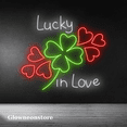 thumbnail image 2 of Glowneon Clover Lucky In Love Neon Sign, Four Leaf Clover Heart Light, 2 of 4