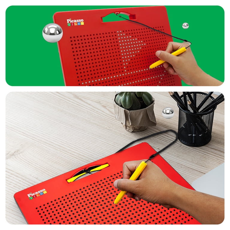 Playmags Magna Drawing Board - Magnetic Doodle Tablet With 380 Beads For Kids Ages 3+