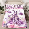 thumbnail image 2 of Homewish Dreamy Princess Castle Full Size Sheets,Purple Flower Bed Sheets,Fairy Tale Theme Sheet Sets For Girls Kids,Breathable Home Decor,4pcs, 2 of 7