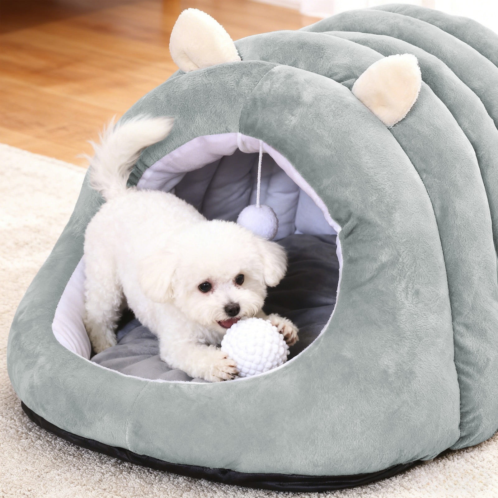 Cat Bed Calming Donut Pet Bed Semi Enclosed Pet House Washable Removable Cushion, Warm Thickened Anti Anxiety Comfortable Support Sleep Nest, for Indoor Winter Sleeping Resting Small Dogs Cats