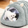 thumbnail image 4 of Cinvoph Cat Bed Warm Calming Pet Bed Anti Anxiety Cozy Cuddler Nest Removable Cushion Washable Soft Comfortable For Cats And Small Dogs 14"x17"x9" Gray, 4 of 7