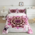 thumbnail image 2 of Watercolor Mandala Twin Comforter Set Chic Flower Floral Bedding Set Twin Women,Watercolor Oil Painting Bedding Comforter Sets Ombre Gradient Duvet Set,Pink Quilted Comforter, 2 of 7