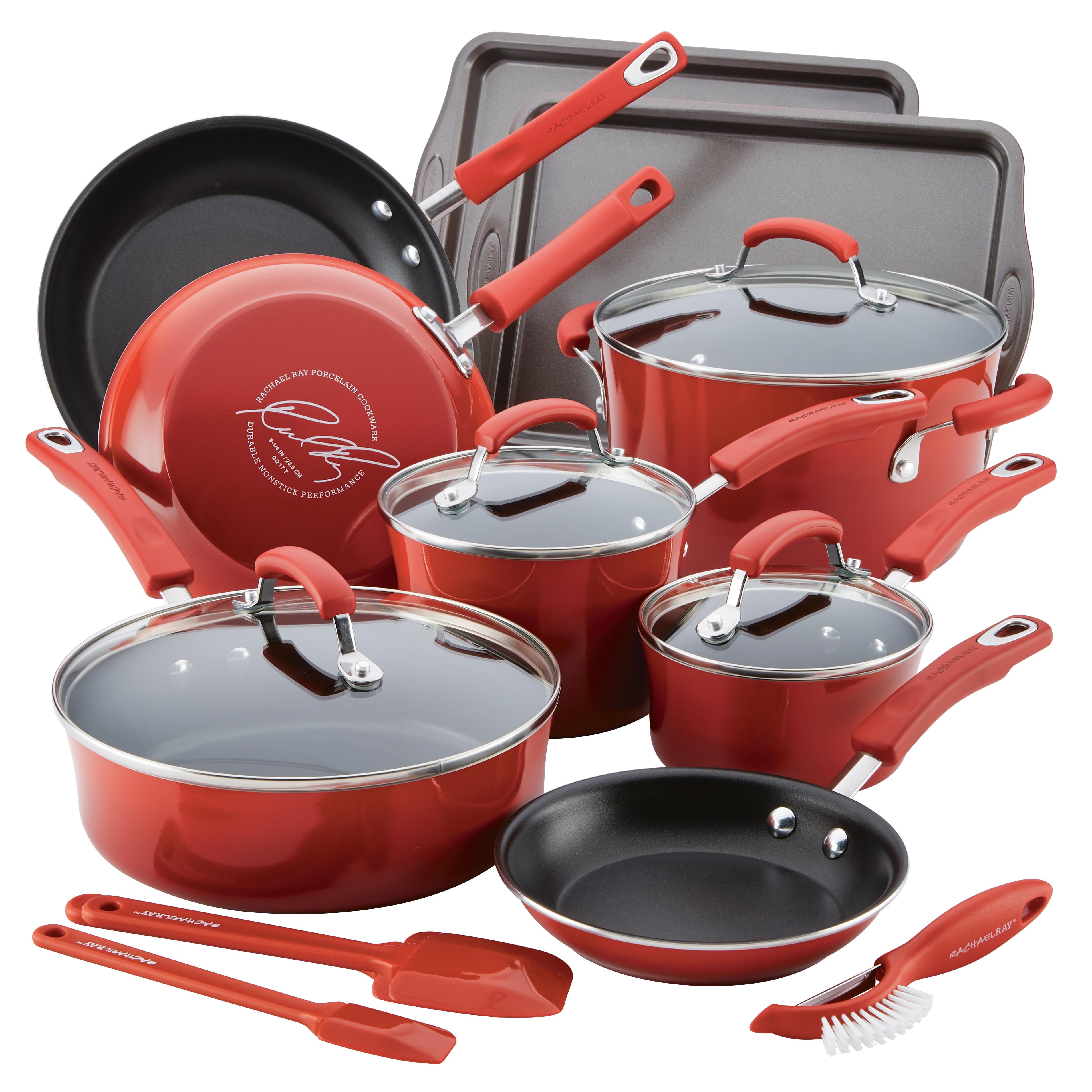  LEGENDARY-YES 18 Piece Nonstick Pots & Pans Cookware Set  Kitchen Kitchenware Cooking NEW (RED): Home & Kitchen