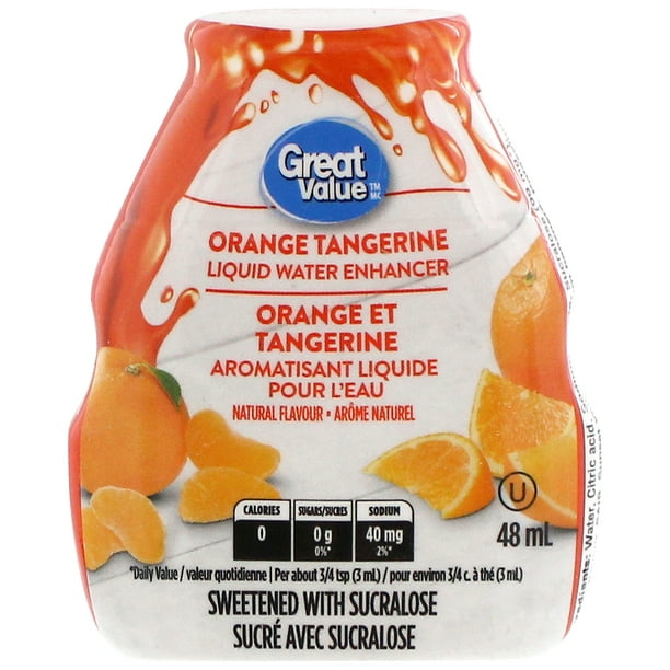 Aromatisant d’eau liquide Great Value à saveur de tangerine 48 ml, tangerine