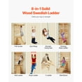 thumbnail image 4 of VEVOR Swedish Ladder Wall Gym, 8-in-1 15 Levels Solid Wood Wall Stall Bars, 220LBS Indoor Jungle Gym Climbing Playset with Wall Ladder, Slide Board, Pull-Up Bar, Gym Rings, Swing Seat, Rope Ladder, 4 of 9