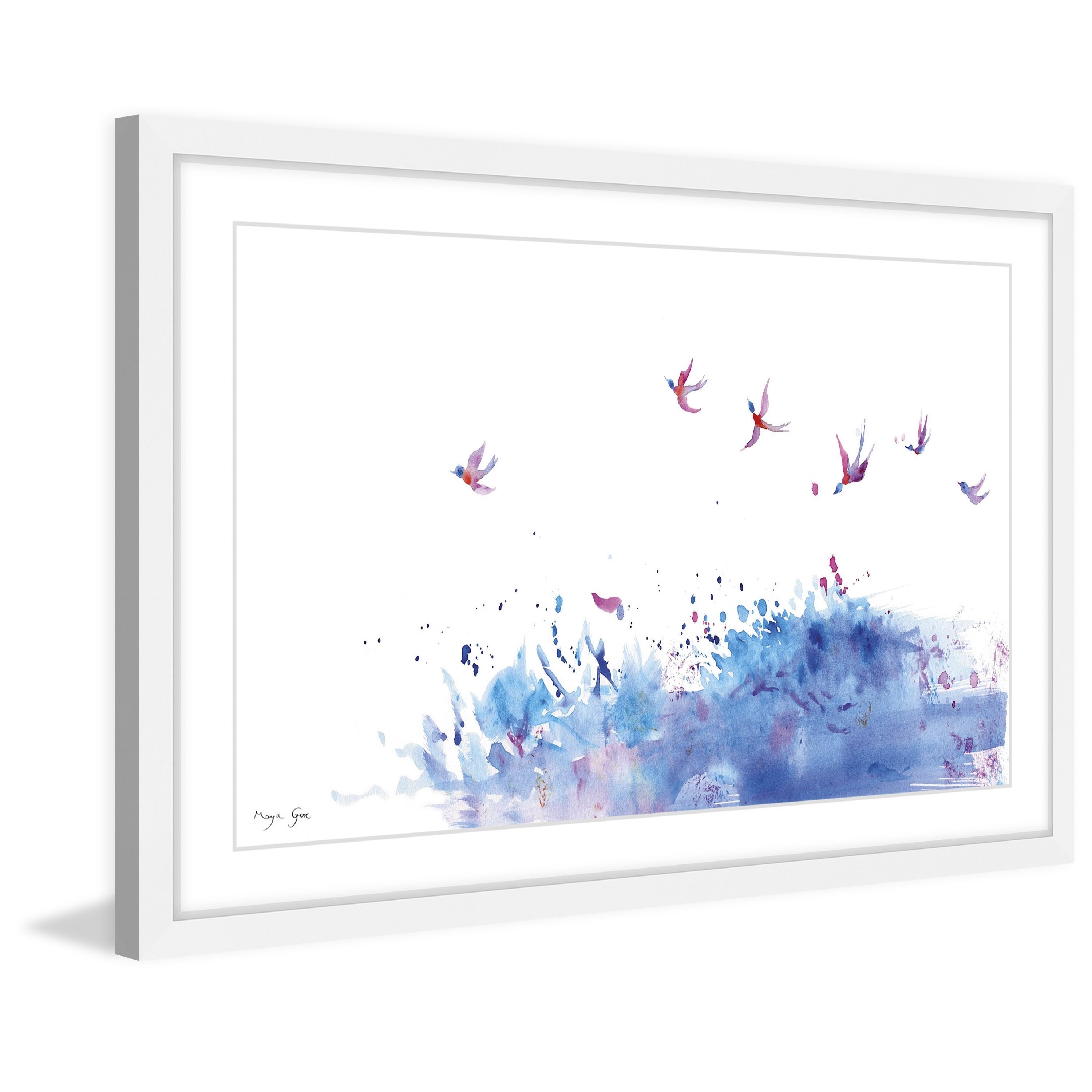 Marmont Hill "Birds Flying over Sea" by Maya Gur Framed Painting Print