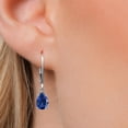 thumbnail image 3 of Gem Stone King 14K White Gold Blue Created Sapphire Leverback Dangle Teardrop Earrings for Women | 2.22 Cttw | Gemstone September Birthstone | Pear Shape 8X5MM, 3 of 6