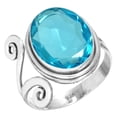 thumbnail image 1 of 925 Silver Ring For Women - Girls Blue Quartz Stone Silver Ring Size 5.5 December Birthstone Fashion Silver Ring Size 5.5 Gift For Mother On Mothers' Day 925 Gemstone Silver Jewelry, 1 of 5