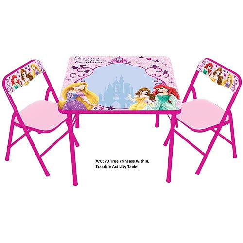 Elena of Avalor Erasable Activity Table Set with 3 Dry Erase Markers Play Set with Two Chairs 