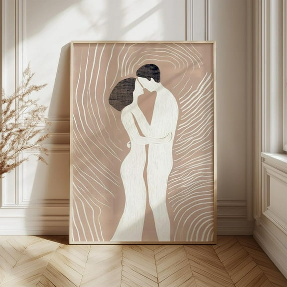 Minimalist Couple Art Print – Modern, Neutral Colors, Boho Wall Decor, Bedroom Wall Art, Modern Wall Decor, 8x12 UNFRAMED