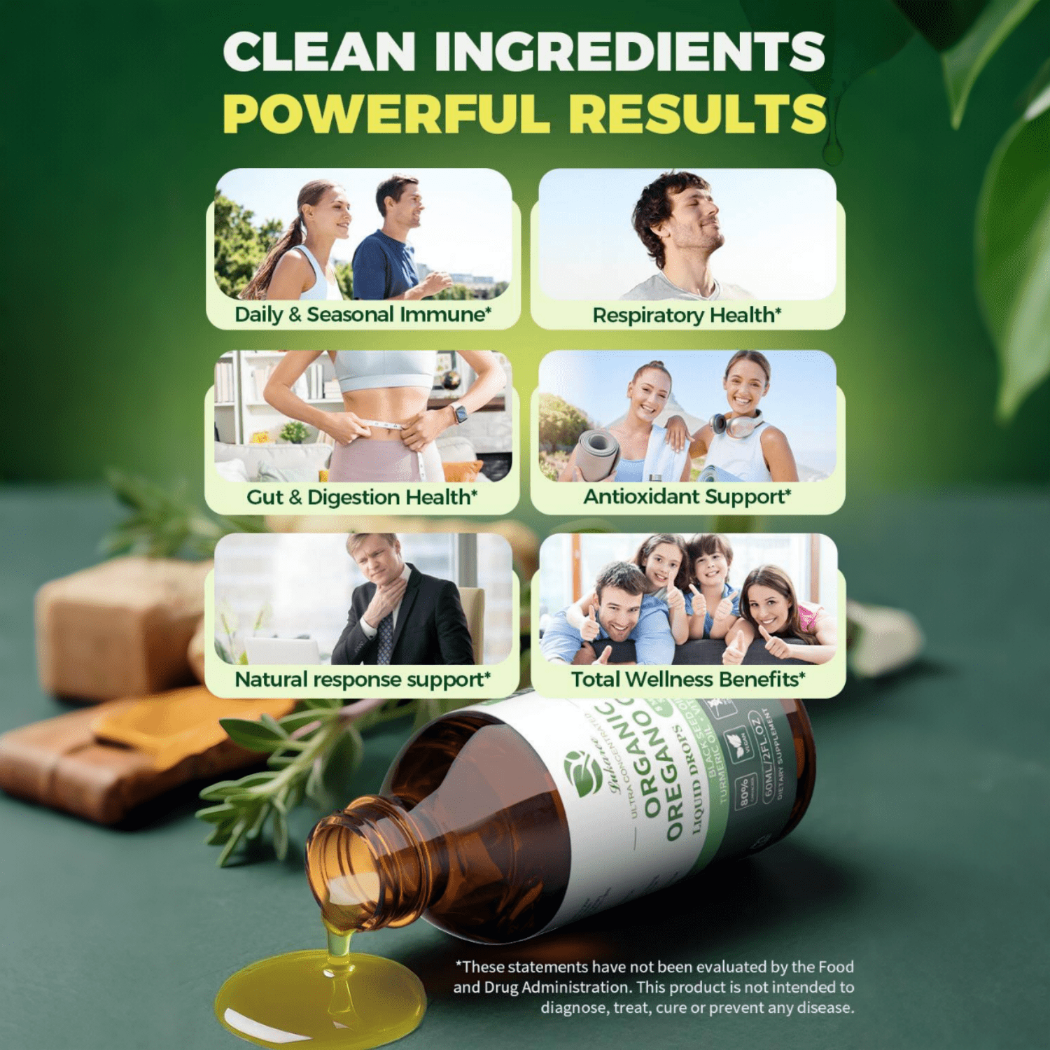 Organic Oregano Oil Drops 80% Carvacrol - Oil of Oregano with Black Seed Oil, Turmeric & Vitamin E - Immune, Respiratory, Digestive Support - Vegan, Sugar-Free, Non-GMO, 4 Fl Oz
