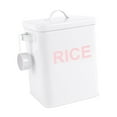 thumbnail image 1 of Contenedor de arroz de hierro, bote de harina, recipiente hermético para almacenar alimentos, contenedor de arroz de metal. Blanco XL, 1 of 9