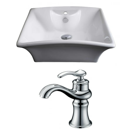 Rectangle Single Hole - American Imaginations 20-in. W x 17-in. D Rectangle Vessel Set In White Color With Single Hole CUPC Faucet