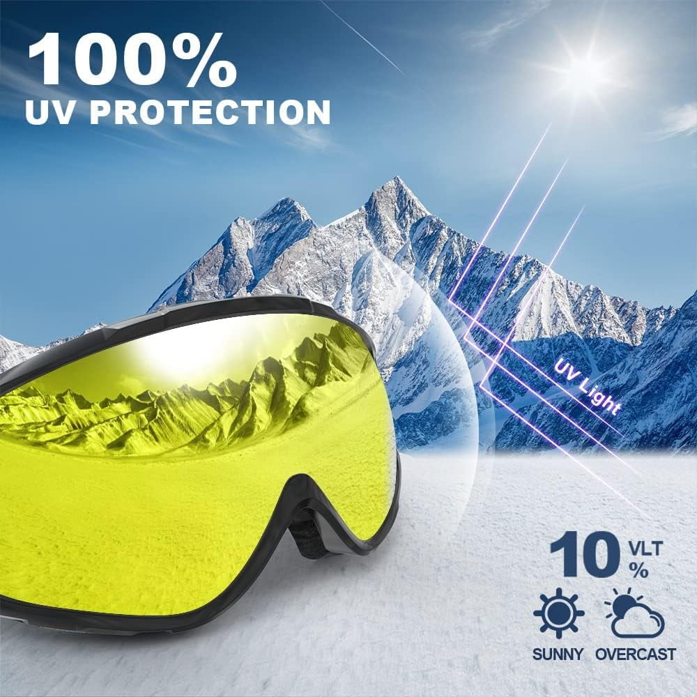 findway Ski Goggles OTG - Over Glasses Snow/Snowboard Goggles for Men, Women ＆ Youth - 100% UV Protection findway Ski Goggles OTG - Over Glasses Snow&frasl;Snowboard Goggles for