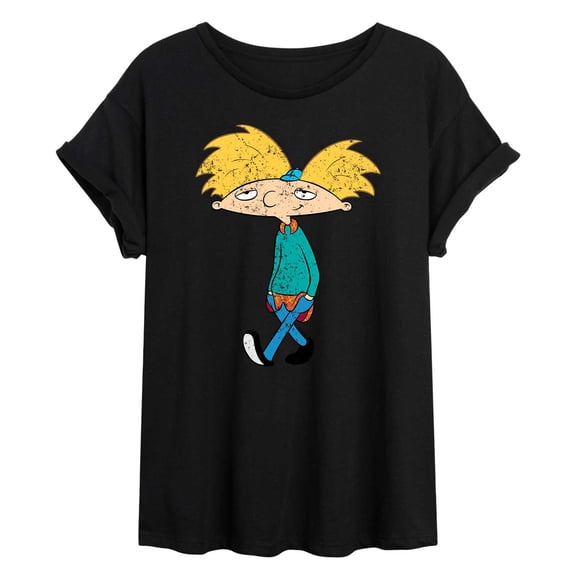 Hey Arnold! - Distressed Arnold - Juniors Ideal Flowy Muscle T-Shirt