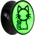 thumbnail image 3 of Body Candy 20mm Glow in the Dark Kitty Cat Black Acrylic Saddle Plug Set of 2pc, 3 of 5