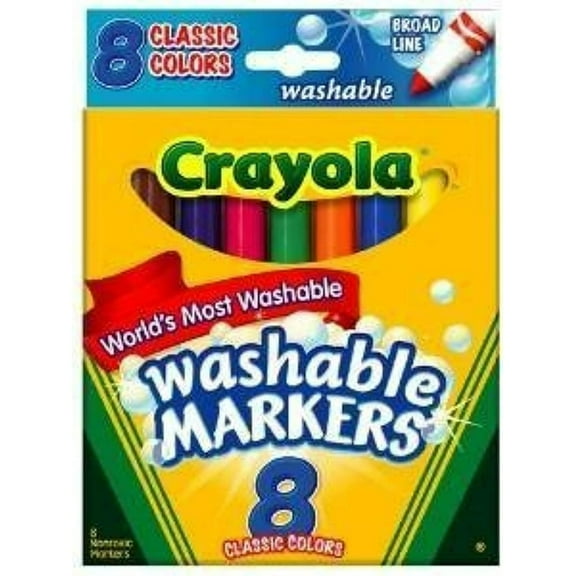 Crayola 587808 Washable Markers Broad Line, 8 Count Classic Colors, Case of 24